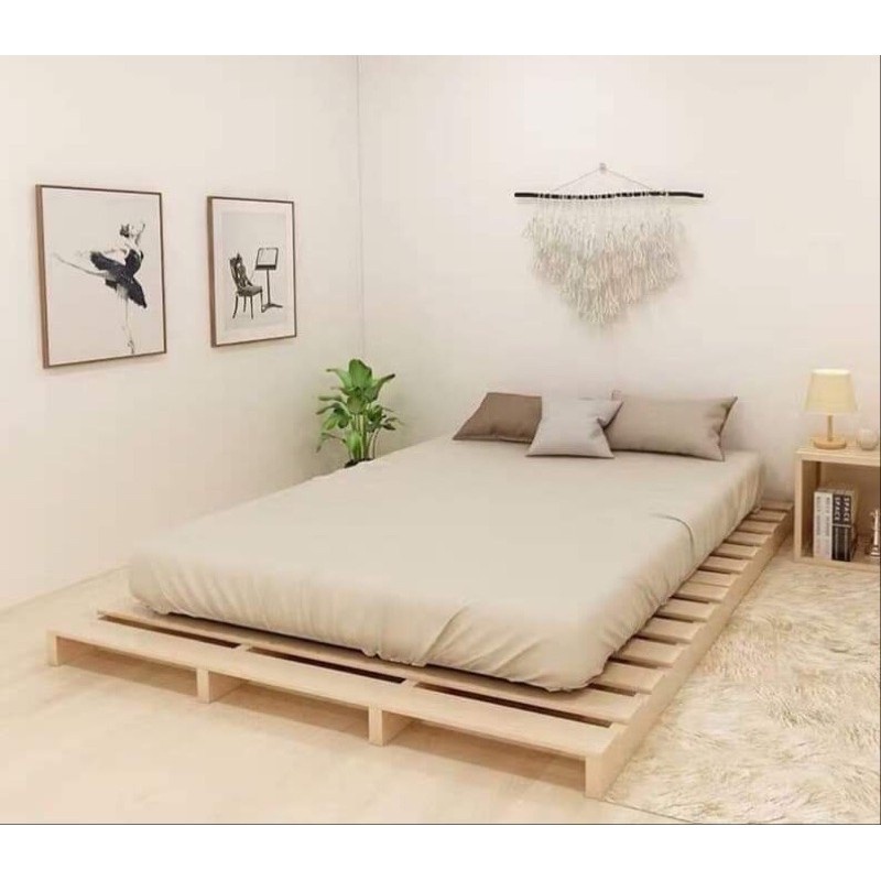 giường pallet gỗ thông cao 10cm