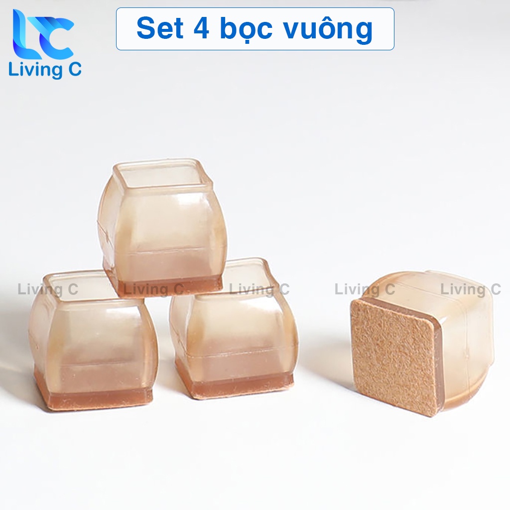 Bộ 4 silicon bọc chân bàn ghế chống va đập trơn trượt Living C, bọc chân bàn ghế silicon loại dày cao cấp _BCB