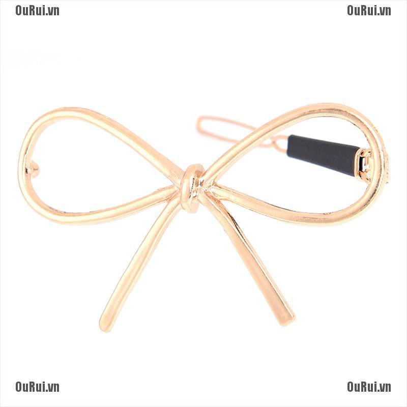 Kẹp Tóc Hình Nơ Bằng Kim Loại Phong Cách Vintage Cho Nữ