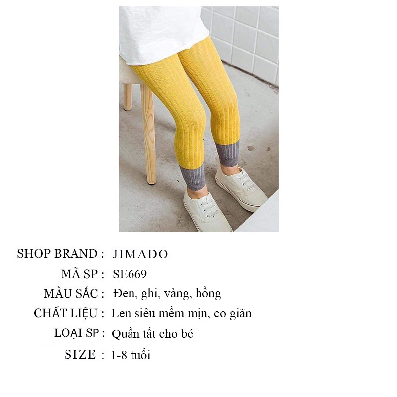 Quần legging bé gái size đại chất len tăm gấu phối màu cá tính xinh xắn cho bé JIMADO SE669