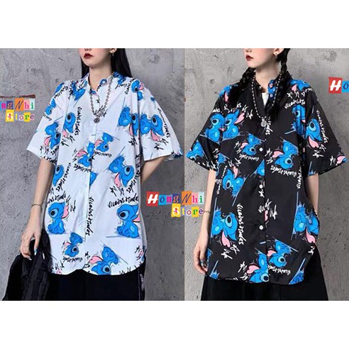 Áo Sơ Mi Hoạ Tiết Tay Lỡ Dáng Rộng, Sơ Mi Hoa Đi Biển, Sơ Mi Con Xanh Tay Lửng Unisex - MM