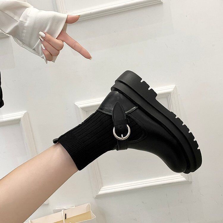 Giày Bốt Da Mềm Mỏng Ống Ngắn Co Giãn Tốt Thời Trang Thu Đông Cho Nữ