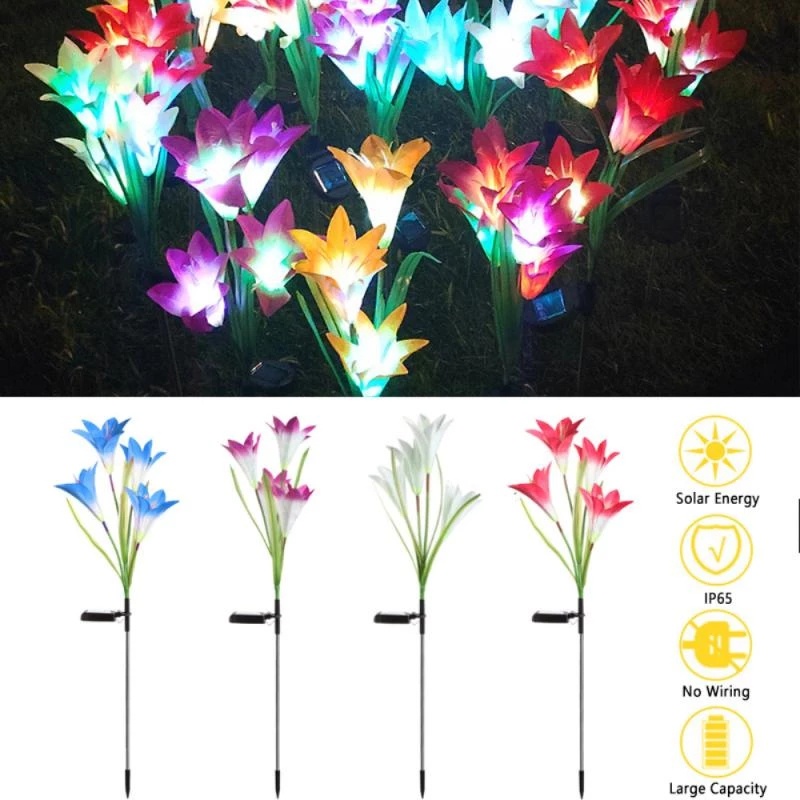 Đèn Năng Lượng Mặt Trời Thay Đổi 7 Màu Sắc Hình Hoa Lily