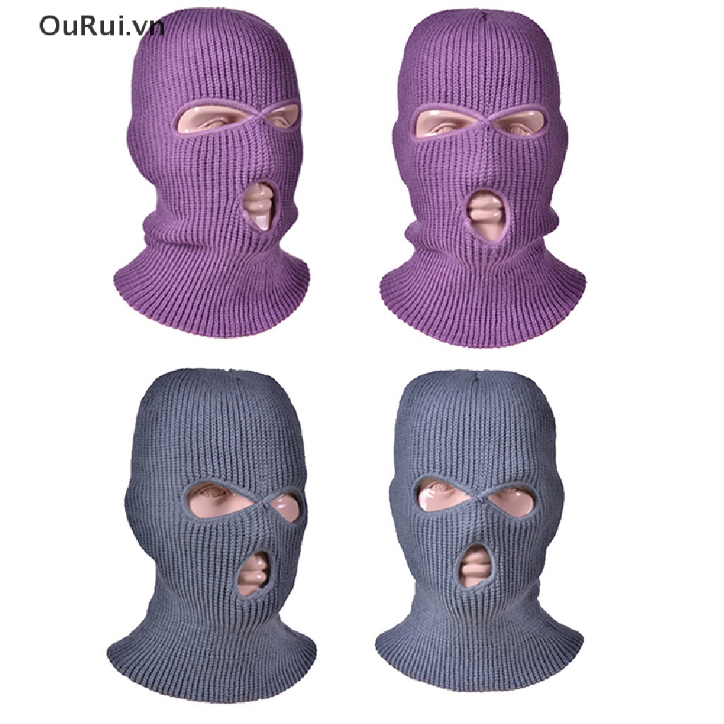 Mũ Trùm Đầu Dệt Kim 3 Lỗ Kèm Khẩu Trang Giữ Ấm