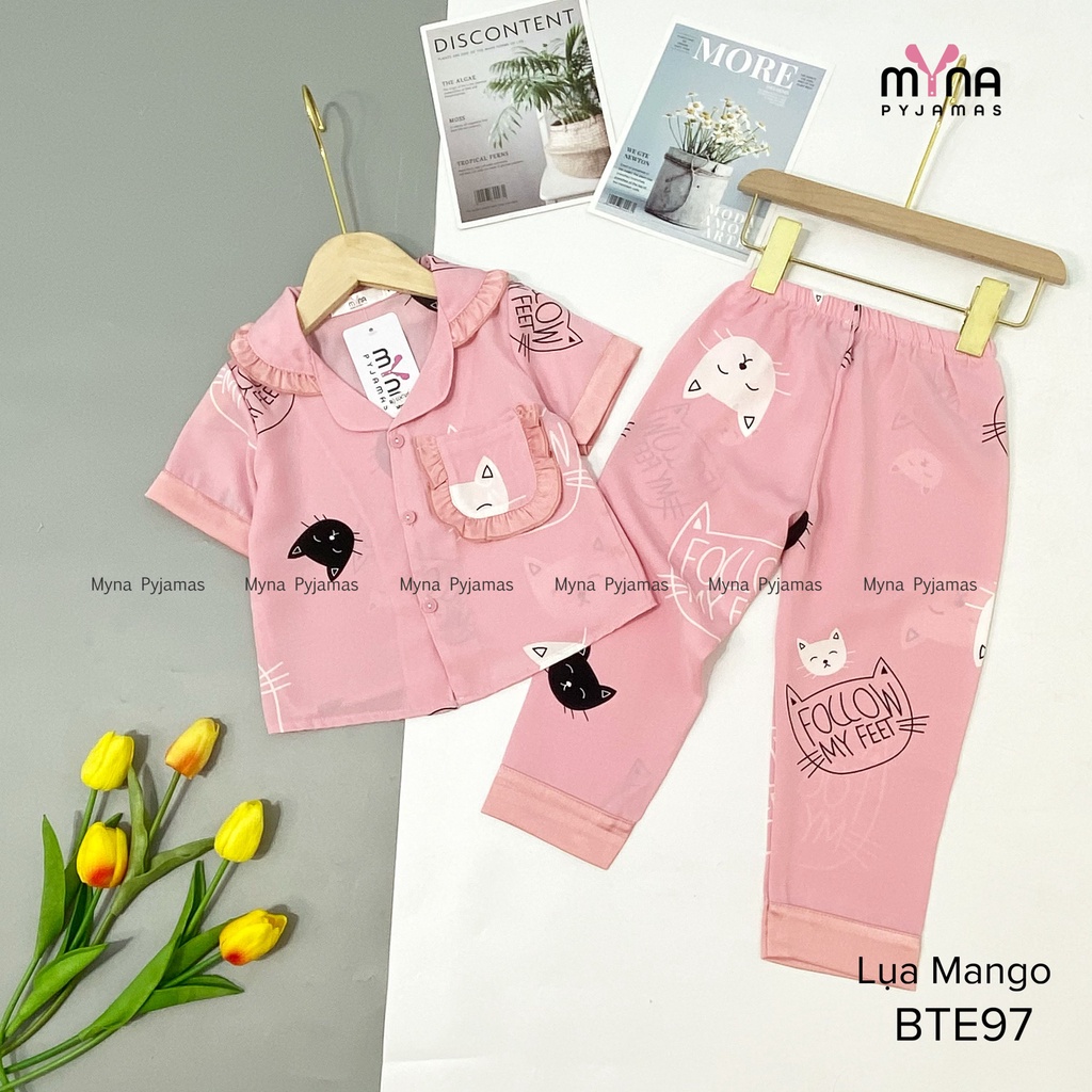 Quần áo trẻ em, pyjamas cộc tay quần dài cổ bèo xinh xắn, từ 12-42kg