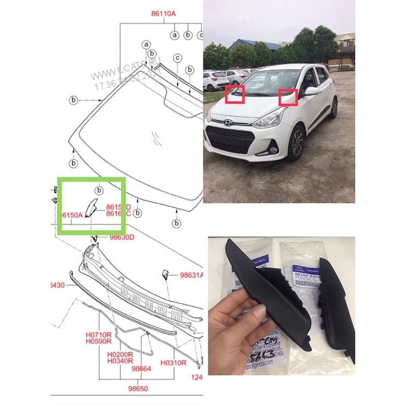 Ốp góc chân kính chắn gió Grand I10