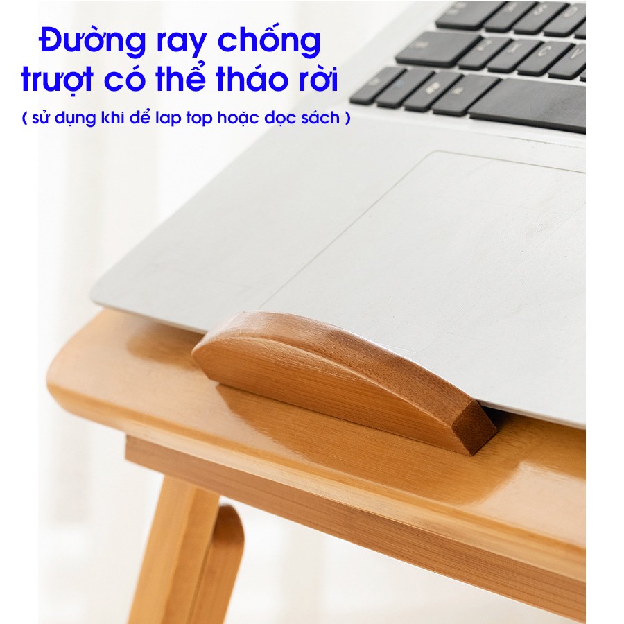 Bàn Học Gỗ Gấp Thông Minh VANGO V1, Có Kệ Để Laptop &amp; Sách - Có Thể Điều Chỉnh Độ Cao, Gỗ Tre Tự Nhiên Sang Trọng