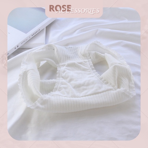 Quần lót nữ cotton hoa Cúc nơ viên ren mềm mại sắc Xanh ngày hè Rose Accessories QL12