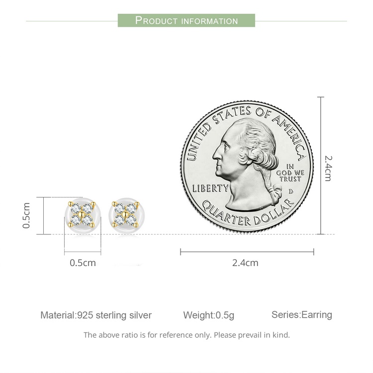 Bông tai BAMOER bạc 925 hình hoa lá thời trang cho nữ