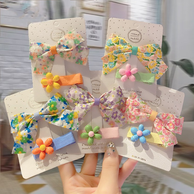 Set 2 Kẹp Tóc Vải Hình Hoa Thiết Kế Đơn Giản Thời Trang Cho Nữ