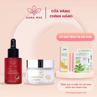 Bộ serum mụn nhân sâm và bột rửa mặt linh chi hana miss - xóa mụn thâm, dưỡng da