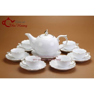 Bộ ấm chén Bát Tràng_Bộ trà Mẫu Đơn vàng kim