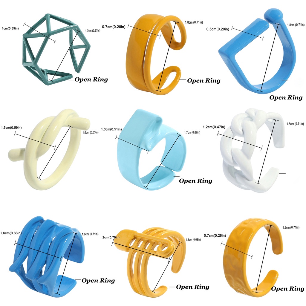 Nhẫn dạng hở họa tiết tranh sơn dầu nhiều màu sắc dễ thương dành cho nam và nữ