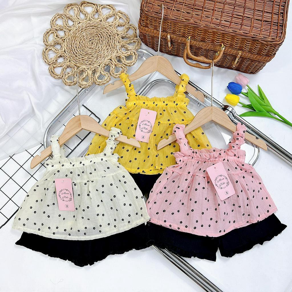 Bộ đồ bé gái 2 dây cổ vuông 2 dây quần đùi cho bé yêu