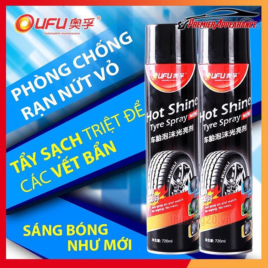 Bình xịt đánh bóng đen/dưỡng lốp lốp ô tô CAMEL 650ml.xeyeu