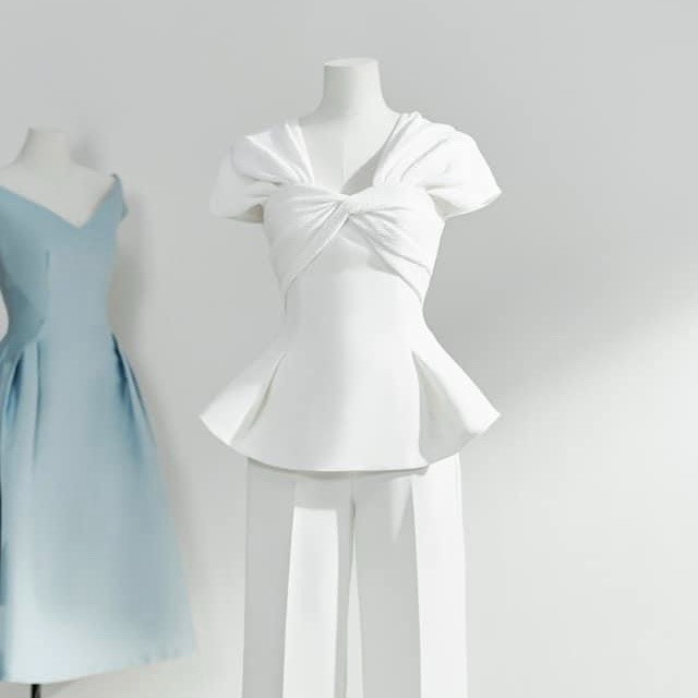 Áo Peplum Trễ Vai Xoắn Ngực