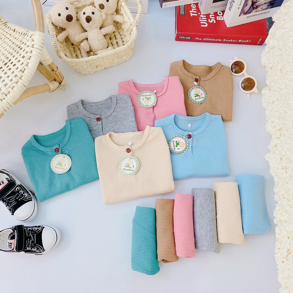 Bộ dài tay thu đông cao cấp cho bé trai bé gái sơ sinh 6-16kg, vải len tăm xuất xịn nhiều màu-BO40