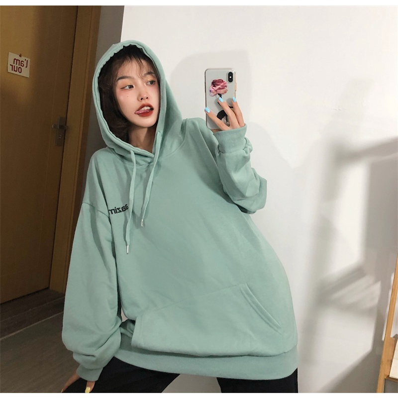 【ZHELIHANGFEI】Áo Hoodie Tay Dài Form Rộng Theo Phong Cách Preppy