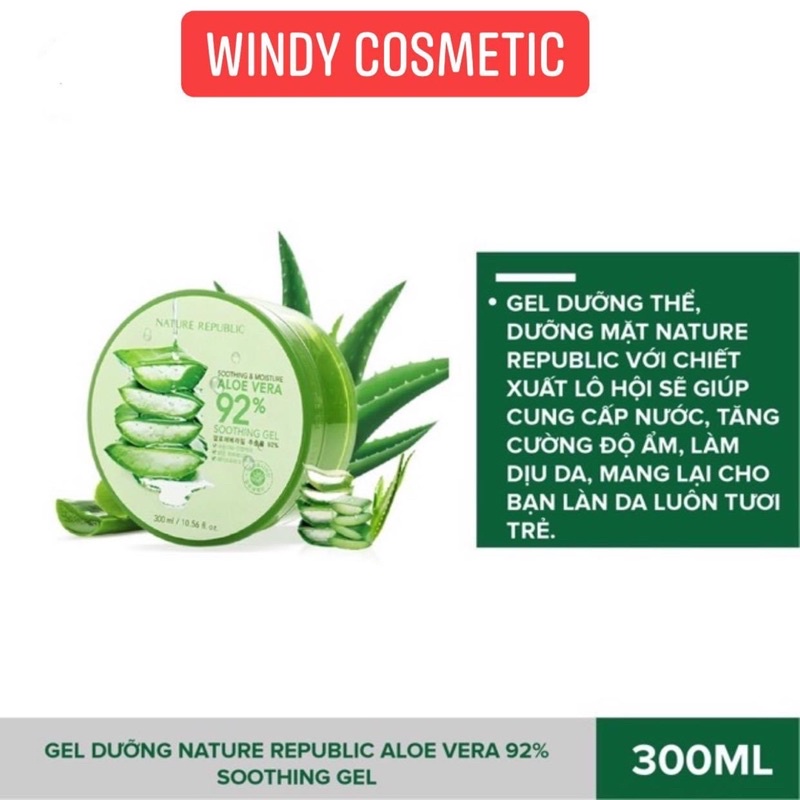 Gel Nha Đam Lô Hội Nature Republic 92% - Chính hãng 100% Hàn Quốc