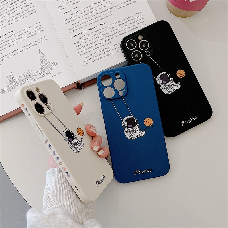 Ốp Điện Thoại silicone Mềm In Hình Phi Hành Gia Cho iphone 15 13 / 12 / 11 pro max x xr 7 8 plus Bảo Vệ
