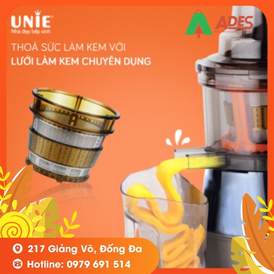 Máy ép chậm UNIE - UE580 - Công suất 240W ép nước hoa quả làm kem dễ dàng - Bảo hành Chính hãng