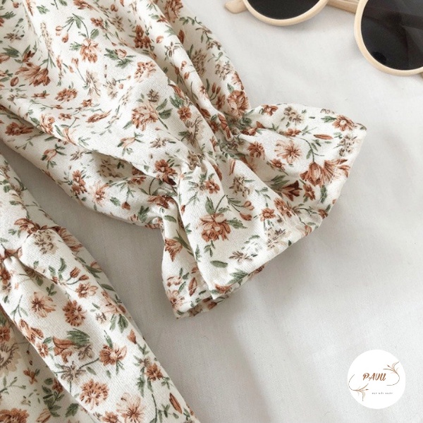 Váy hoa nhí vintage dáng xòe cổ tròn, Đầm hoa nhí vintage cổ tròn  viền bèo tiểu thư | BigBuy360 - bigbuy360.vn