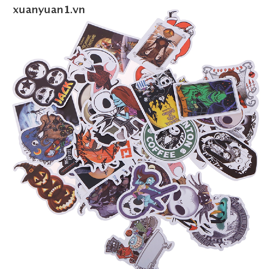 Set 50 Miếng Dán Trang Trí Laptop Phong Cách Halloween Độc Đáo