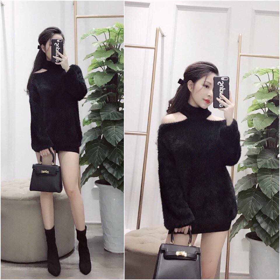 Áo len lông choker