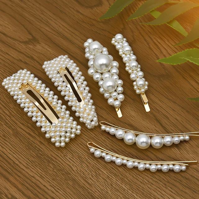 SÉT 4 KẸP TÓC (GIẢ) NGỌC TRAI HOT TREND 2019 CAO CẤP