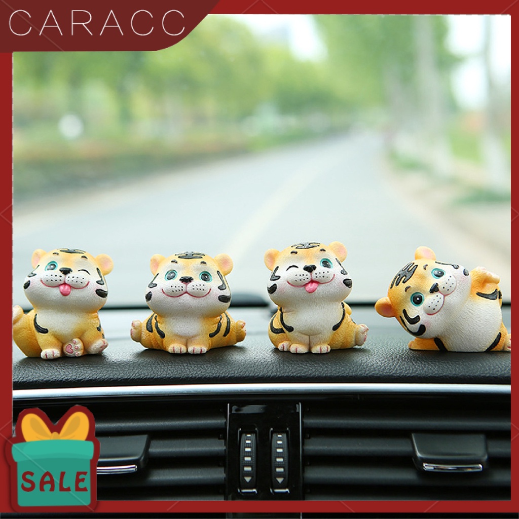 Đồ trang trí Con Hổ Hoạt Hình Bằng Nhựa Resin Dễ Thương Dùng Trang Trí Xe Hơi/ Bàn Làm Việc