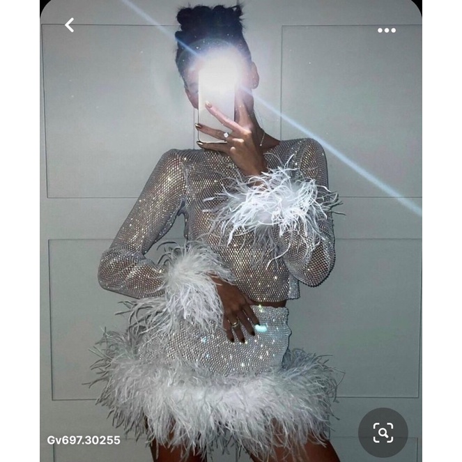 G1- set 3 món: áo ngoài, bra và váy lưới GV697