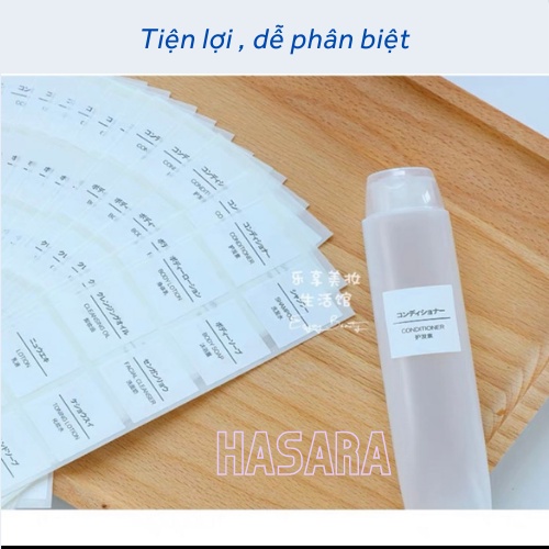 Nhãn dán chai lọ chiết mỹ phẩm gồm bảng 12 tem chống thấm nước ND01