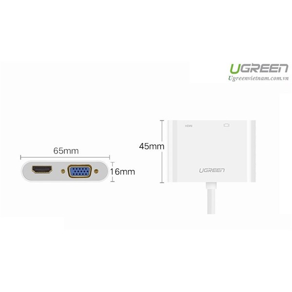 Cáp chuyển đổi HDMI to VGA&amp;HDMI chính hãng Ugreen 40744 cao cấp