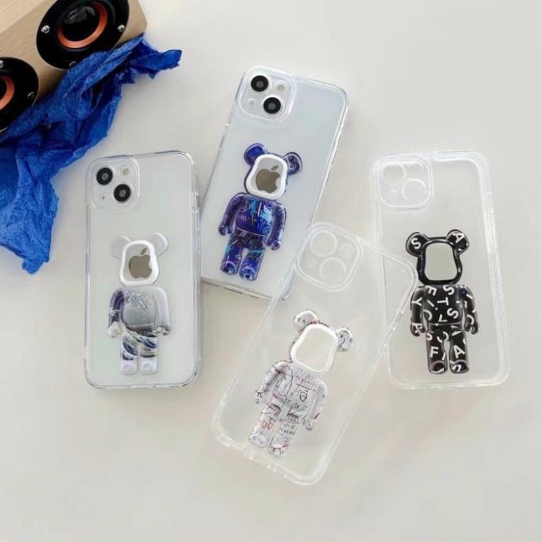Ốp điện thoại gấu Bearbrick iphone X Xs Xsmax 11 promax 12 12promax 13 pro max trong suốt bảo vệ camera silicon