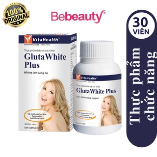 Viên Uống Trắng Da, Ngăn Lão Hóa,Thâm,Nám và Tàn Nhang VitaHealth Gluta White Plus (Hộp 30 viên)