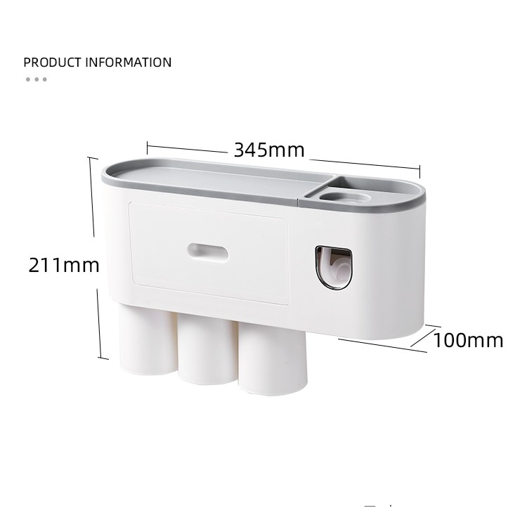 OUSUWO Three cup toothbrush holder for family of three