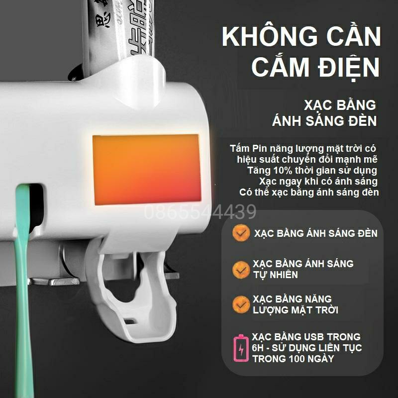 Giá khử khuẩn bàn chải đánh răng bằng tia UV sử dụng năng lượng ánh sáng