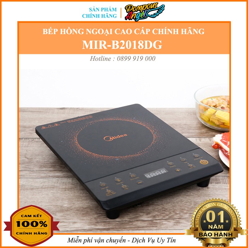 Bếp điện hồng ngoại đa năng 2000W MIDEA MIR-B2018DG màu đen, bảo hành 12 tháng