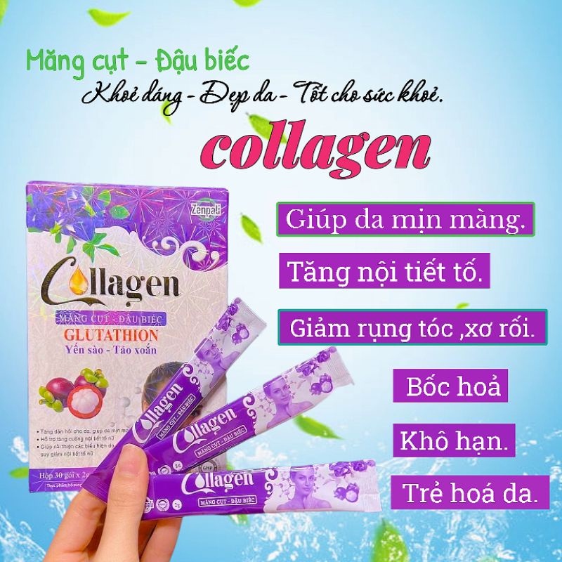 Collagen Măng Cụt Đậu Biếc Zenpali đẹp da cân bằng nội tiết tố nữ Hộp 30 gói