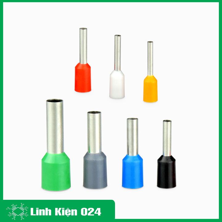 Đầu cos kim đặc PTV1.25-12 màu đỏ vàng xanh dương bọc phủ nhựa (gói 100 chiếc)