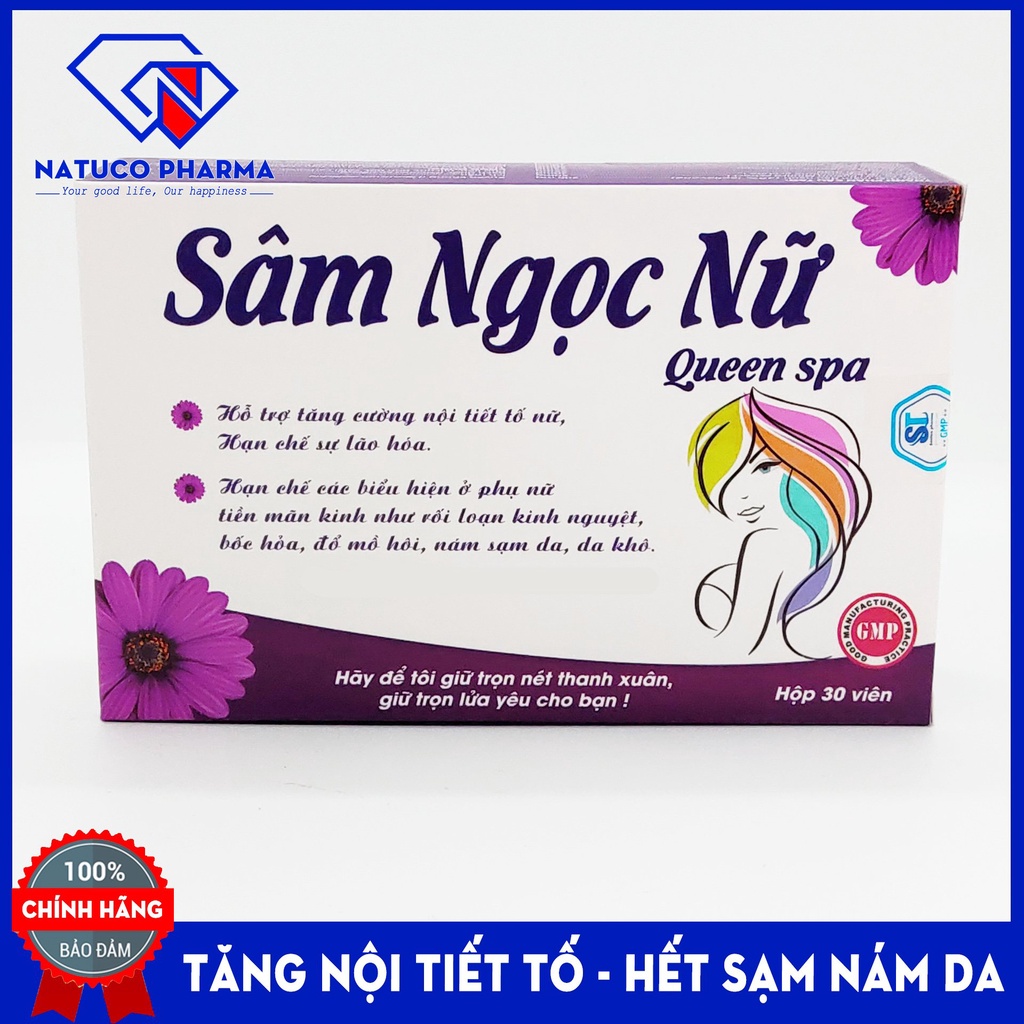 Viên uống tăng nội tiết tố nữ SÂM NGỌC NỮ Queen Spa, giảm nám sạm da, ổn định kinh nguyệt, tăng sinh lý nữ - Vỉ 30 viên
