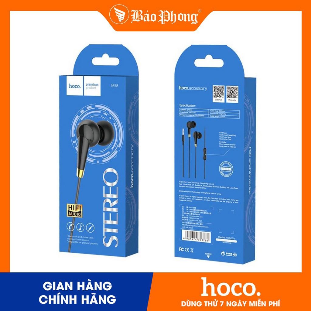 Tai kèm Mic HOCO M58 chân 3.5mm