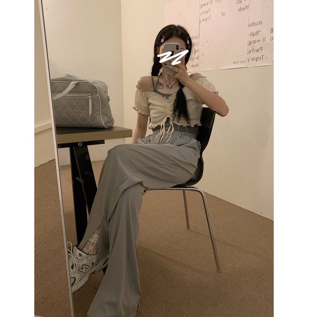 Xiaozhainv  Áo Croptop Trễ Vai Tay Ngắn Thời Trang Mùa Hè Cho Nữ