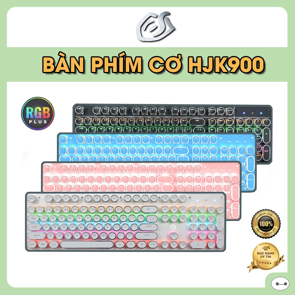 BÀN PHÍM CƠ HJK900 NÚT TRÒN LED MÀU ĐEN/HỒNG/TRẮNG/XANH