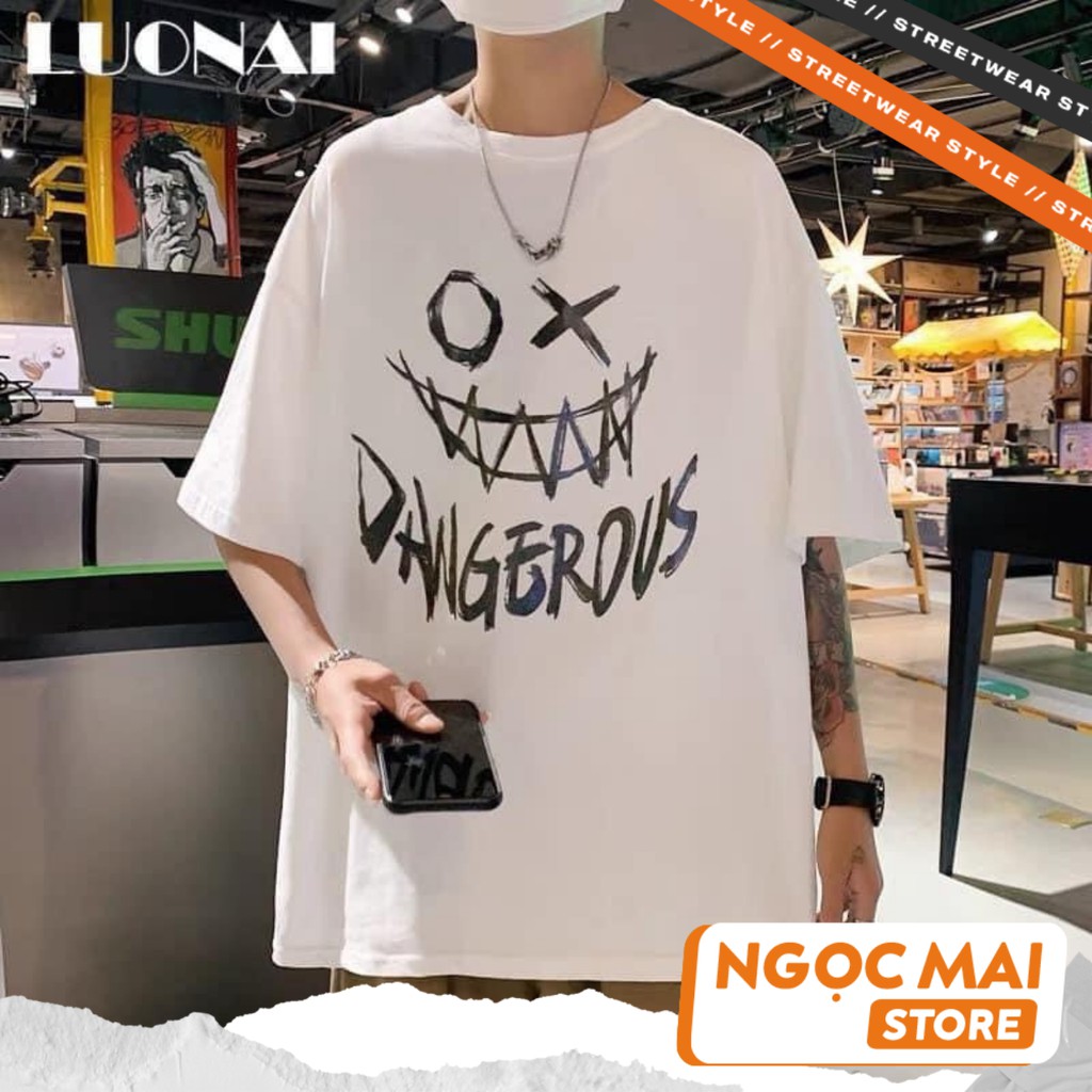 Áo Thun Nam Nữ Unisex Tay Lỡ Cổ Tròn From Rộng Chữ Dangerovs | Áo Phông Tay Lỡ Freesize 38-70kg, Thun Cotton|Ngdangerovs