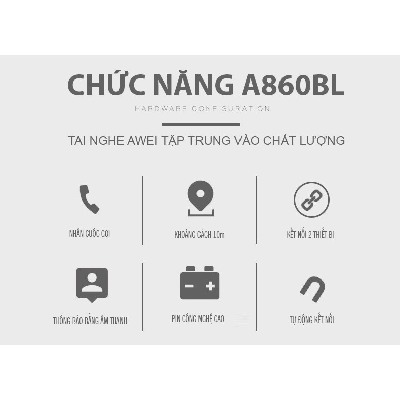 Tai nghe bluetooth Awei A860BL phiên bản CSR 4.1