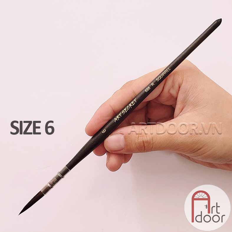 [ARTDOOR] Cọ vẽ màu nước ART SECRET lông Sóc đầu Tròn Dài size 6 (688R)