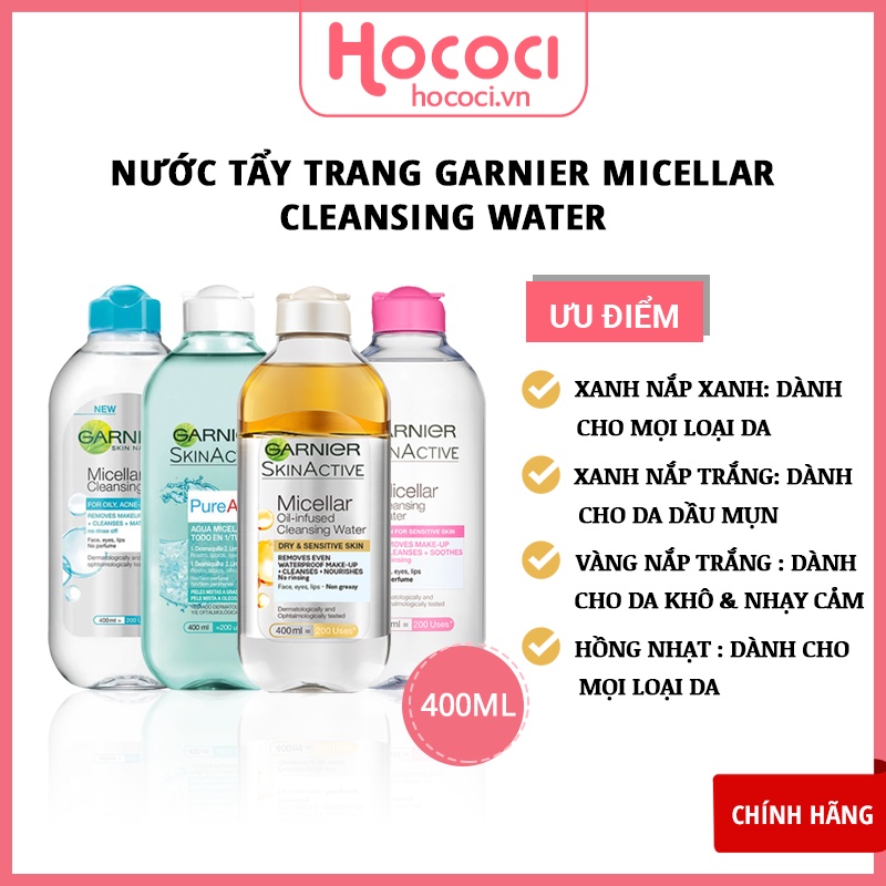 ✅[CHÍNH HÃNG] Nước Tẩy Trang Garnier Micellar Water Tẩy Sạch Sâu Lớp Trang Điểm 400ml