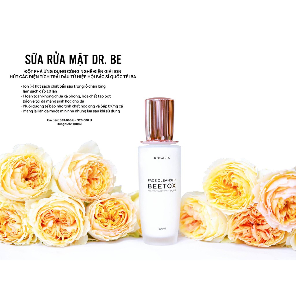 Sữa rửa mặt Dr Be Beetox Rosalia 100ml - Không chứa hóa chất tạo bọt, chất tẩy rửa, phù hợp cho cả da nhạy cảm, yếu, mụn