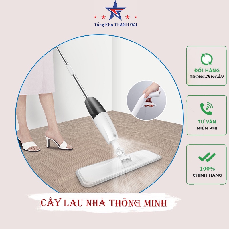 cây lau nhà tự vắt thông minh PHUN SƯƠNG xoay 360 độ, bộ chổi lau nhà